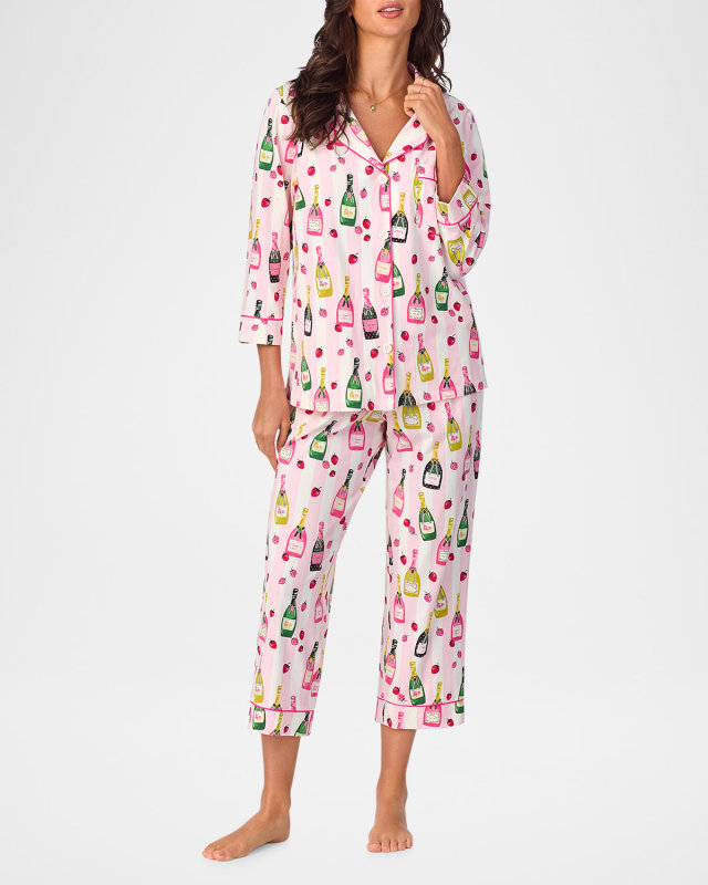 Cropped Organic Cotton Jersey Pajama Set
